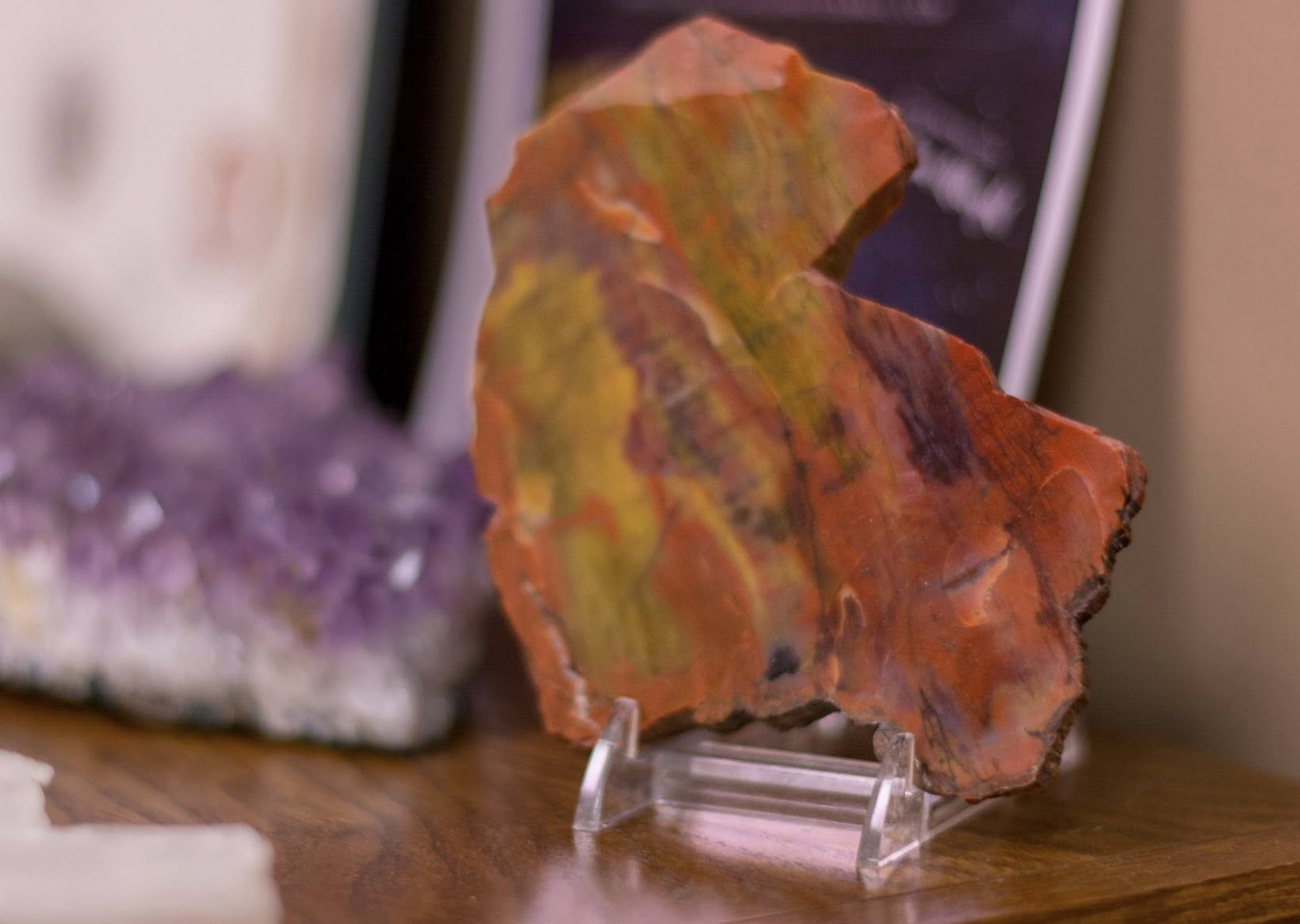 Healing crystals on display in the studio